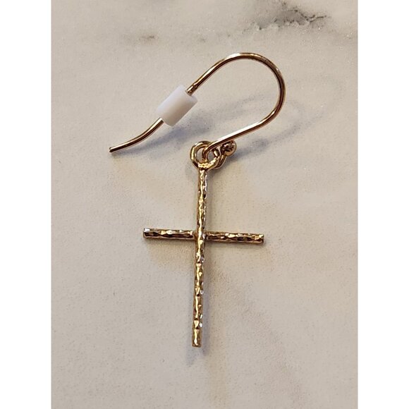 Danecraft 24K Gold Over Sterling Silver Cross Dangle Earrings Primavera Italy - Picture 5 of 5